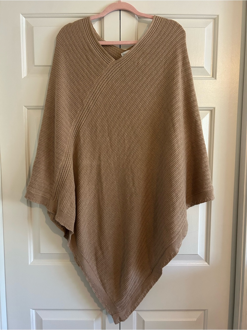 Christopher & Banks Relaxed Knit Poncho Sweater in Camel Bohemian Classic, OS